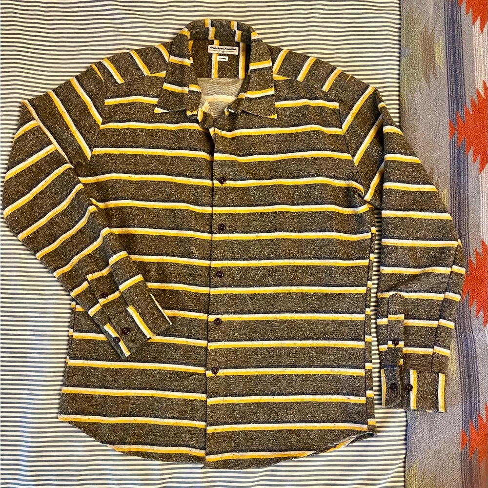 American Apparel Striped Button-Up Flannel Shirt